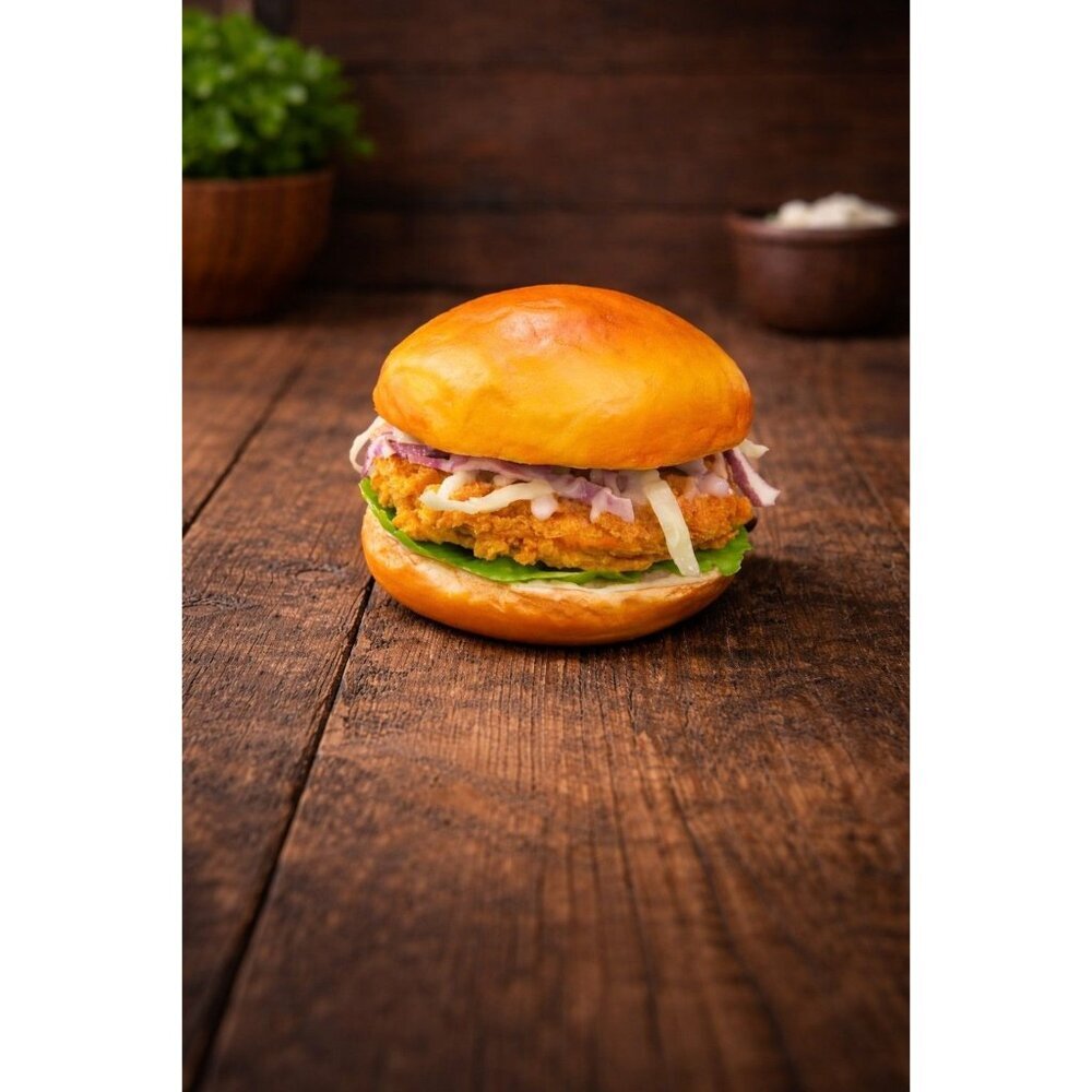 New Real Size Realistic Display Fake Food Prop Fried Chicken Sandwich Coleslaw